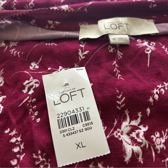 LOFT Burgundy Floral Sleeveless Top XL NWT - Picture 5 of 5